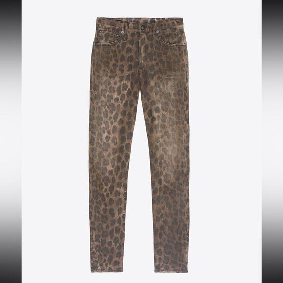 R13 High Rise Skinny Brown Leopard Pants Jeans - Picture 1 of 6